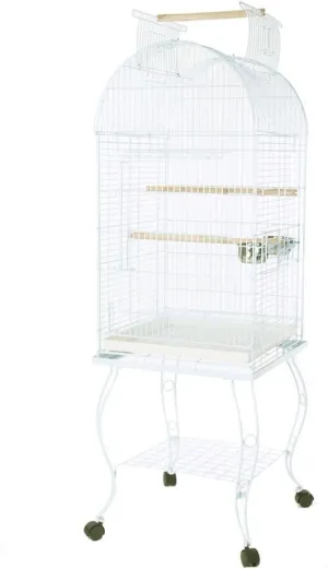 Metal Playtop Parrot Bird Cage with Stand, 20 by 20 by 65-Inch, White