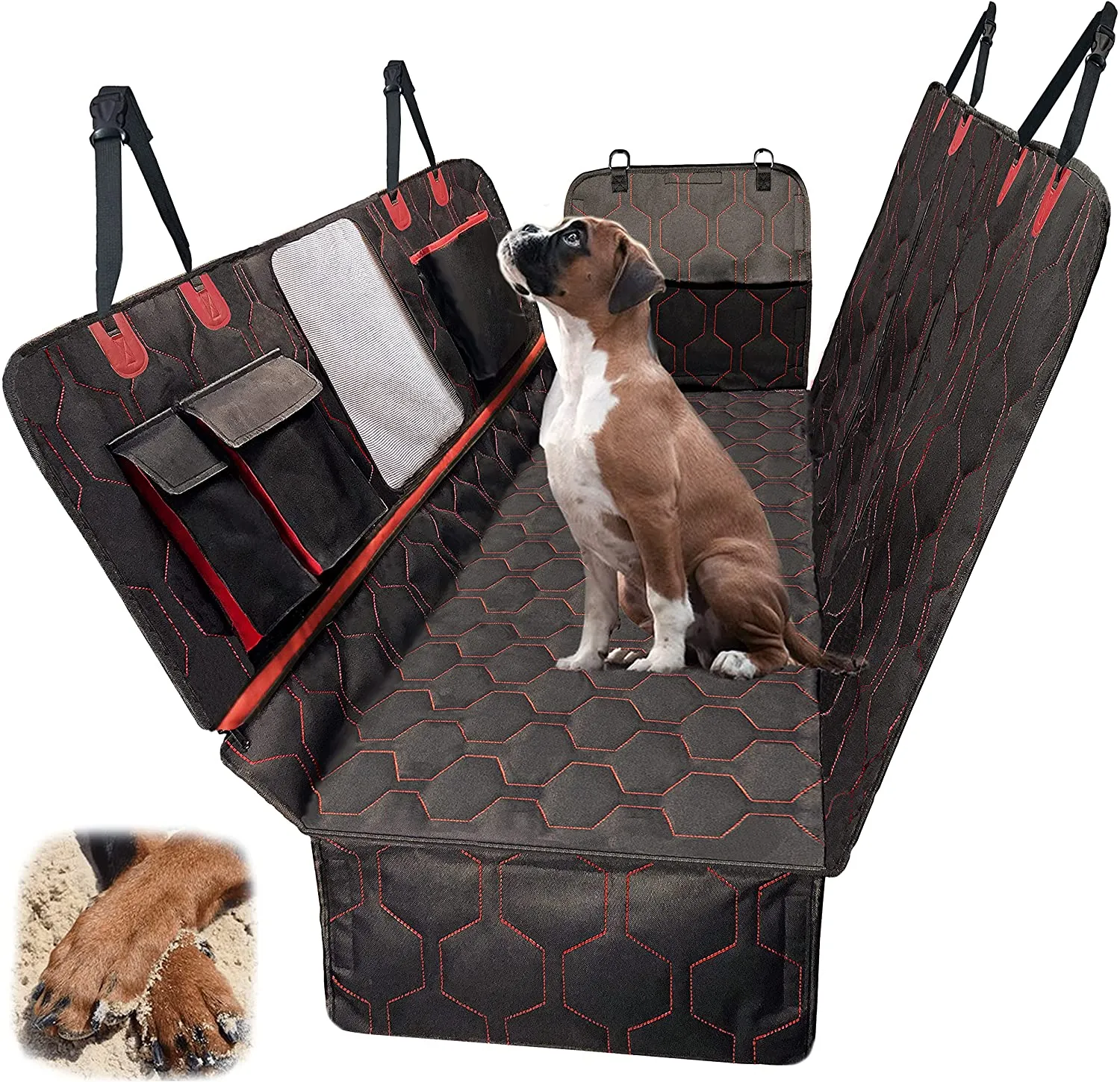 🐶NEW Dog Seat Cover for Back Seat with Mesh, Waterproof Dog Hammock Scratch proof Pet Seat Covers with 4 Bag