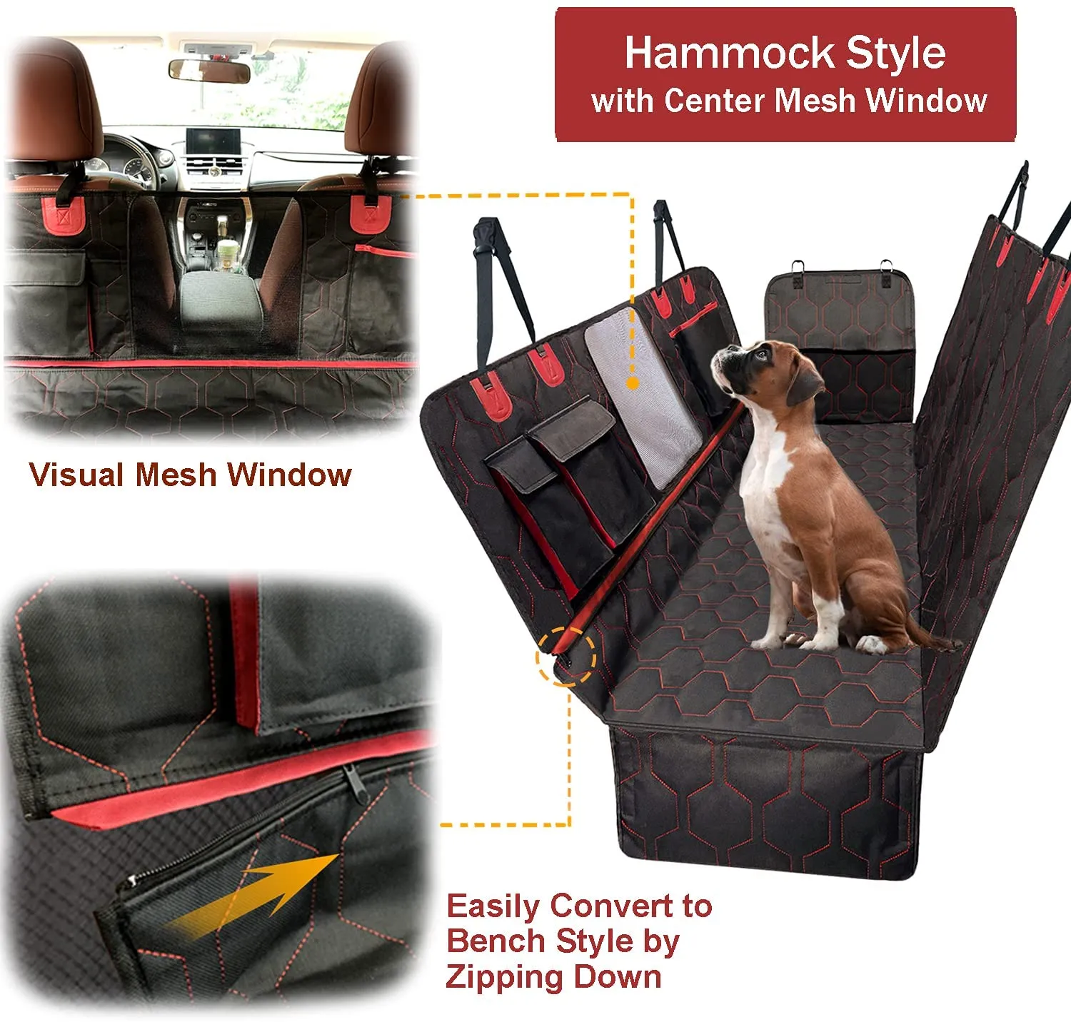 🐶NEW Dog Seat Cover for Back Seat with Mesh, Waterproof Dog Hammock Scratch proof Pet Seat Covers with 4 Bag