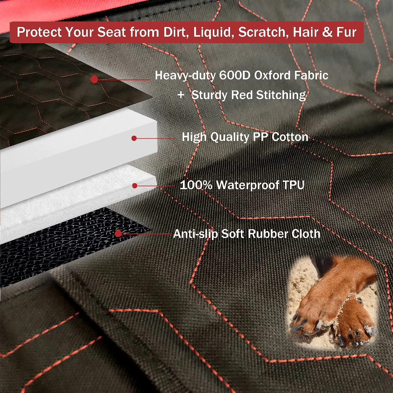 🐶NEW Dog Seat Cover for Back Seat with Mesh, Waterproof Dog Hammock Scratch proof Pet Seat Covers with 4 Bag