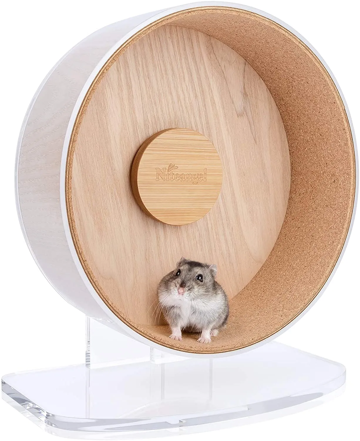 Niteangel Silent Hamster Exercise Wheel: Dual-Bearing Quiet Spinning Acrylic Hamster Running Wheel for Dwarf Hamster Gerbils Mice Degus Or Other Small Animals