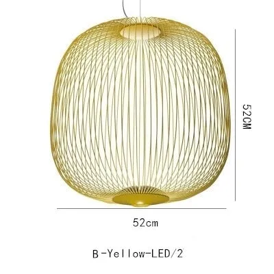 Nordic Foscarini Spokes Chandelier Art Iron Bird Cage LED Creative Villa Lobby Living Dining Room Home Decor Lines Hanging Light