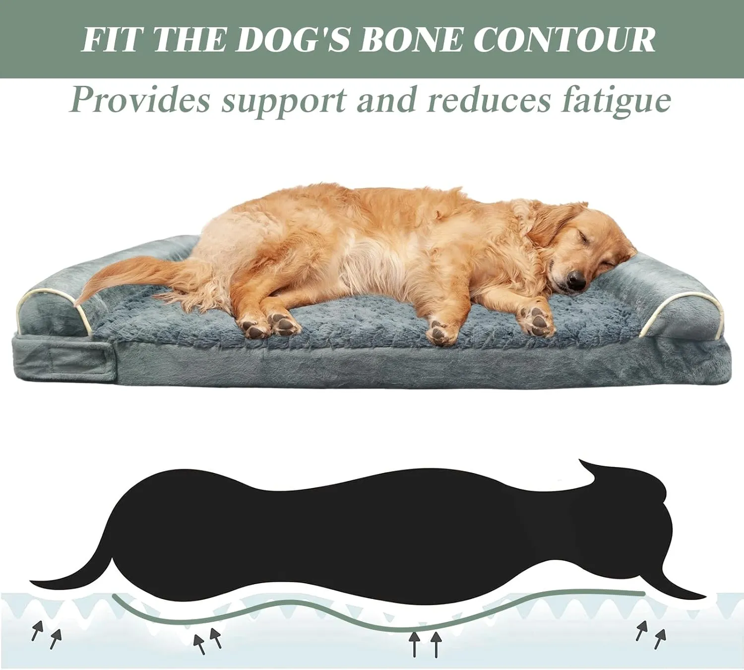 Orthopedic Dog Bed for Large Dog,Memory Foam XL Extra Large Cat Bed with Stickable Design Waterproof Pet Couch Bed with Washable Removable Cover(44 in,Darkgrey)