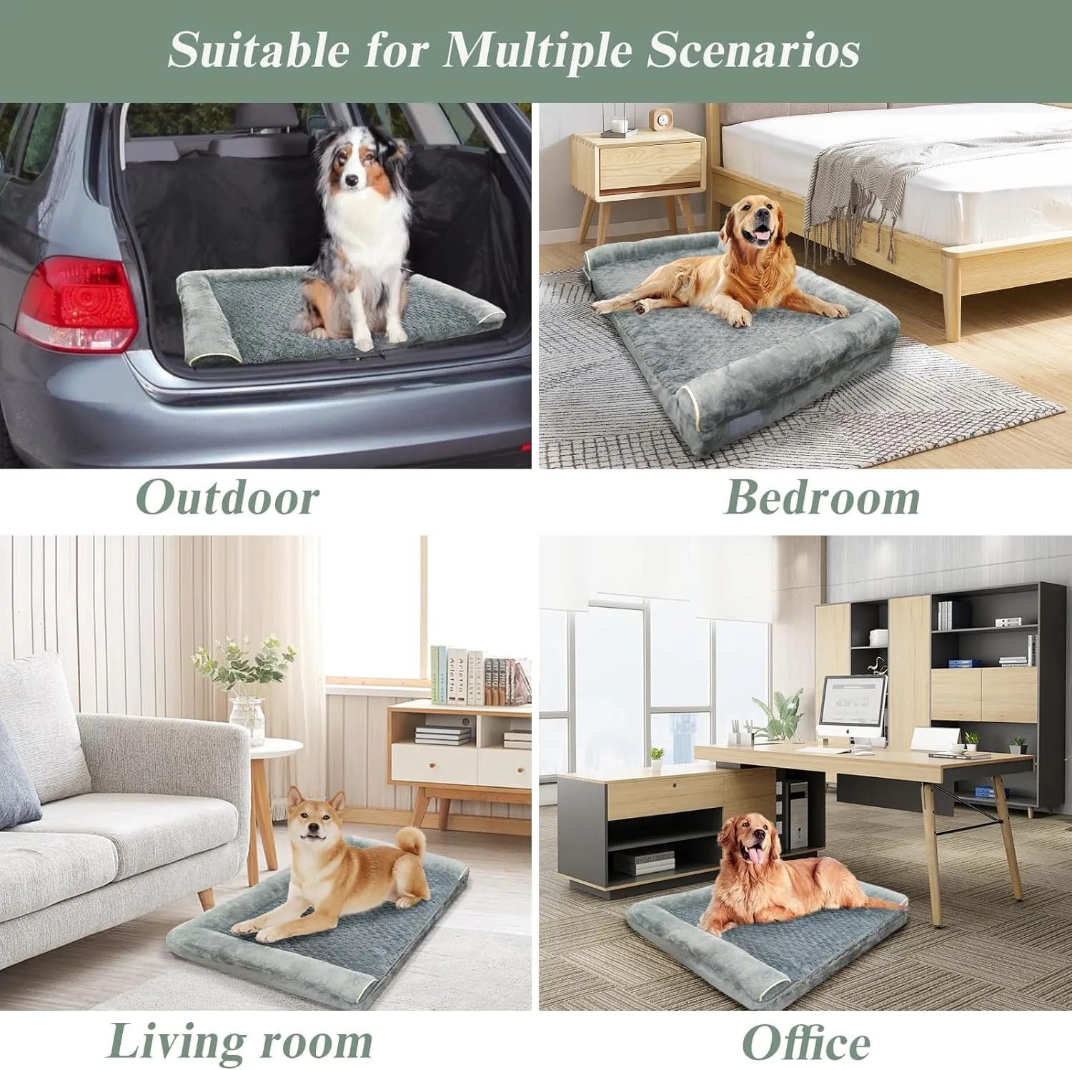 Orthopedic Dog Bed for Large Dog,Memory Foam XL Extra Large Cat Bed with Stickable Design Waterproof Pet Couch Bed with Washable Removable Cover(44 in,Darkgrey)