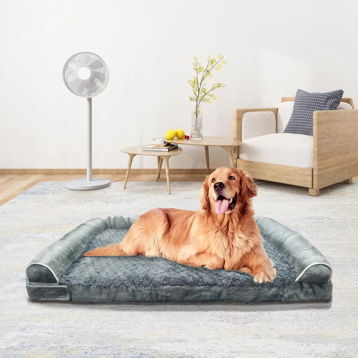 Orthopedic Dog Bed for Large Dog,Memory Foam XL Extra Large Cat Bed with Stickable Design Waterproof Pet Couch Bed with Washable Removable Cover(44 in,Darkgrey)