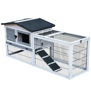 PawHut 2 Level Rabbit Hutch Outdoor