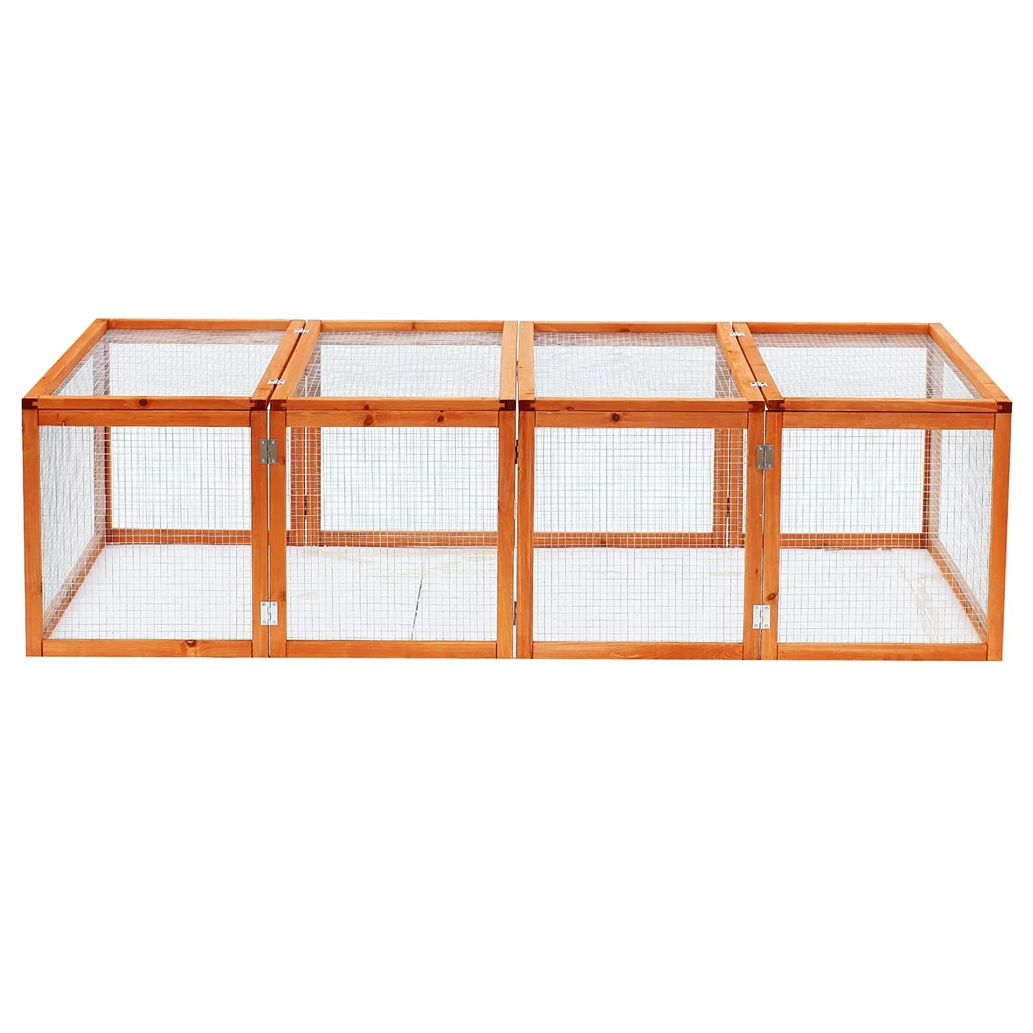 Pawhut Rabbit Run Wooden Rabbit Hutch Cage 6ft with Wire Mesh, Openable Roof, Play Space for Outdoor, 181 x 100 x 48 cm