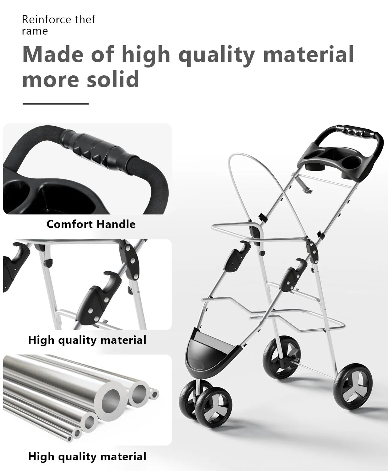 Pet Stroller with 3 Wheels for Small/Medium Pets, Portable Travel Foldable Carrier Jogger for Dog Cat Puppy Kitty, Rear Wheel Breaks, Storage Basket, Visible Mesh with Weather Cover (Coffee)