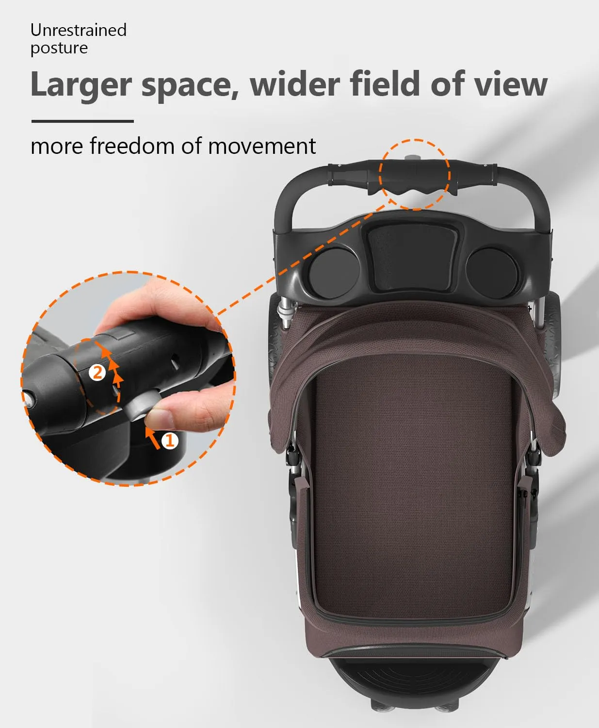 Pet Stroller with 3 Wheels for Small/Medium Pets, Portable Travel Foldable Carrier Jogger for Dog Cat Puppy Kitty, Rear Wheel Breaks, Storage Basket, Visible Mesh with Weather Cover (Coffee)