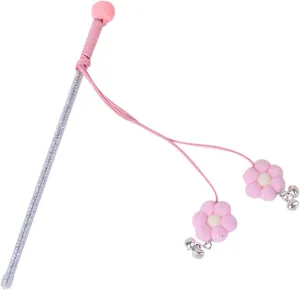 Pink Cat Feather Stick Toy - Cat Teaser Wand with Feather Refills and Bell, Interactive Cat Toy Wand for Indoor Cats and Kittens