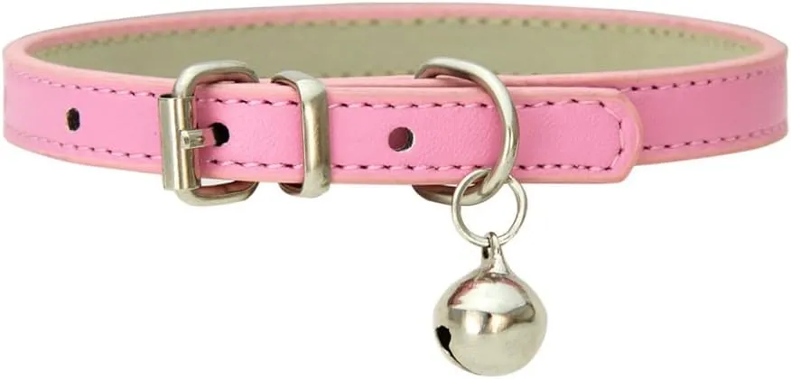 Pink Puppy Collar with Bell,XXS Dog Collar Girl, Bell Collar for Cats Faux Leather PU Adjustable for XXS Xs Small Pet Dogs Animal Kitten Litter Tiny Girls Boys Male Female,XXSmall