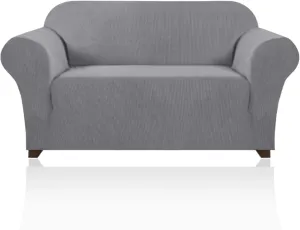 PrinceDeco Stretch Loveseat Sofa Cover Slipcover Couch Cover for 2 Cushion Sofa Washable Sofa Cover for Pets Friendly Furniture Protector Covers with Non Slip Bottom(Loveseat, Dove)