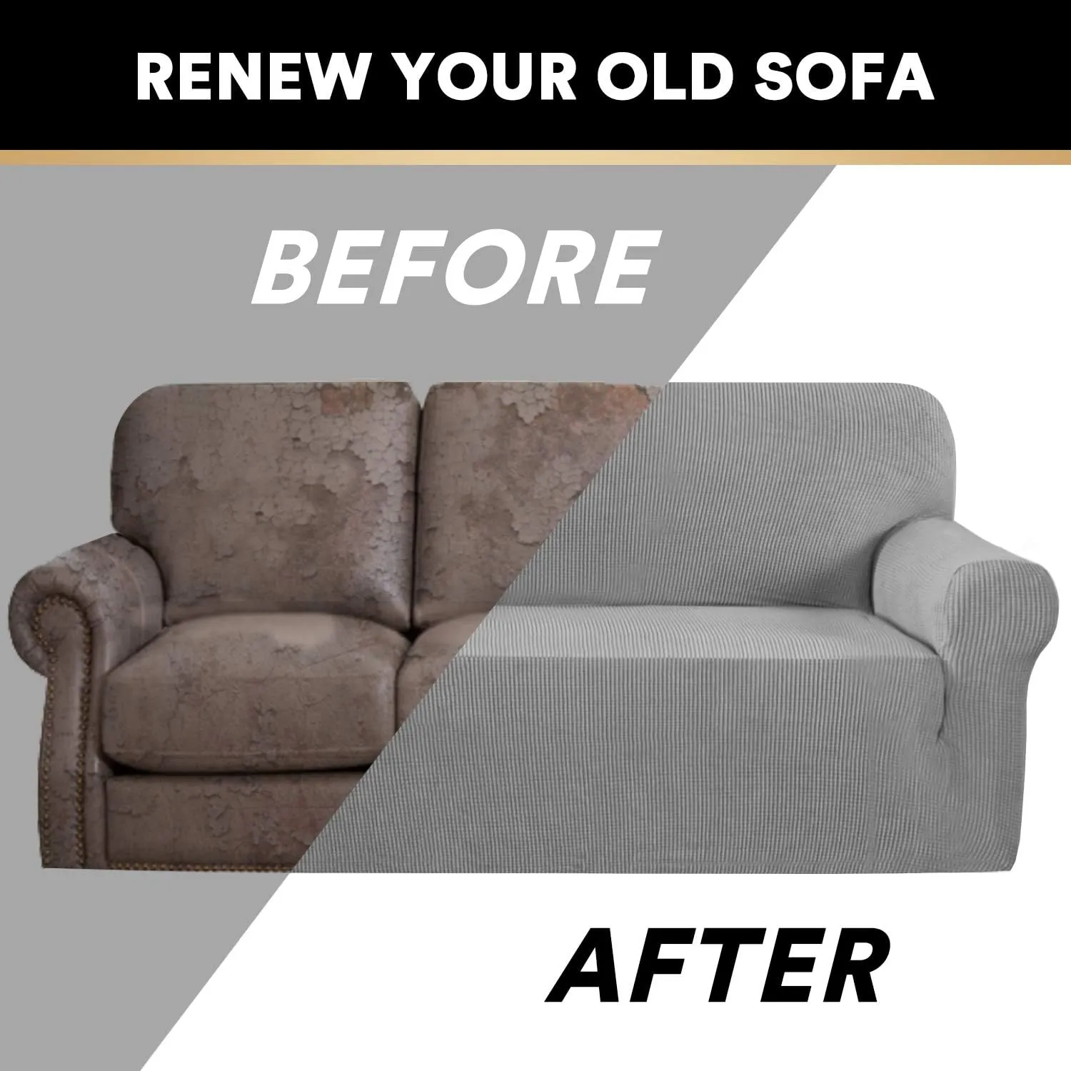 PrinceDeco Stretch Loveseat Sofa Cover Slipcover Couch Cover for 2 Cushion Sofa Washable Sofa Cover for Pets Friendly Furniture Protector Covers with Non Slip Bottom(Loveseat, Dove)