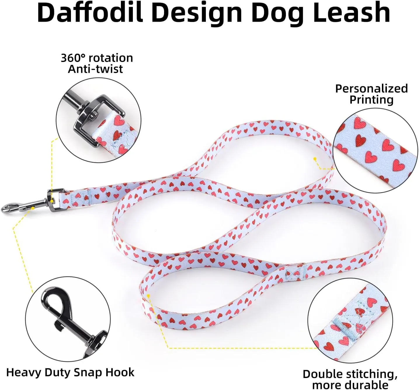 QQPETS Dog Harness Collar Leash - No Pull Pet Adjustable Back Clip Halter Basic Collar Heavy Duty 5FT Anti-Twist Leash for Extra Small Puppy Medium Large Breed Training Easy Walk(S,Blue Love)