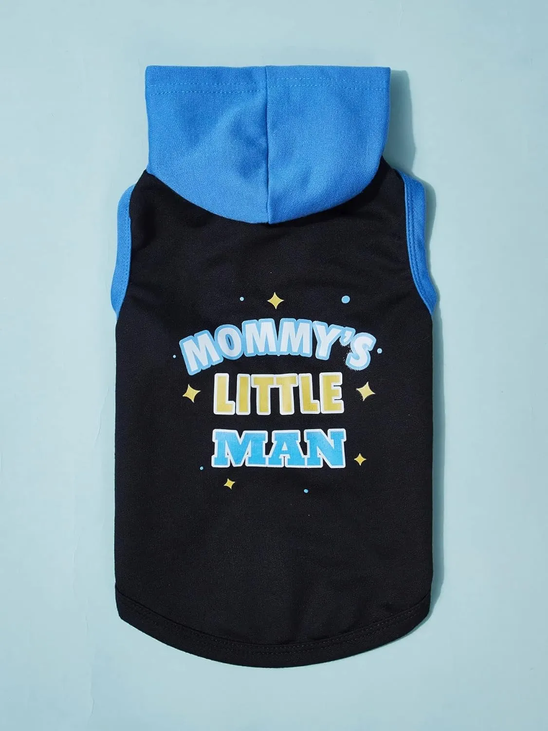 QWINEE Mom Boy Dog Hooded Tank Tops Letter Print Cat Puppy Hoodie Vest Sleeveless Pullover Dog Shirt Stretchy Pet Clothes for Small Medium Large Cats Dogs Kitten Blue L
