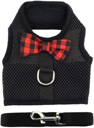 Rabbit Harness with Leash Adjustable Soft Mesh Vest Harness for Bunny Kitten Guinea Pig Rat (M, Black)