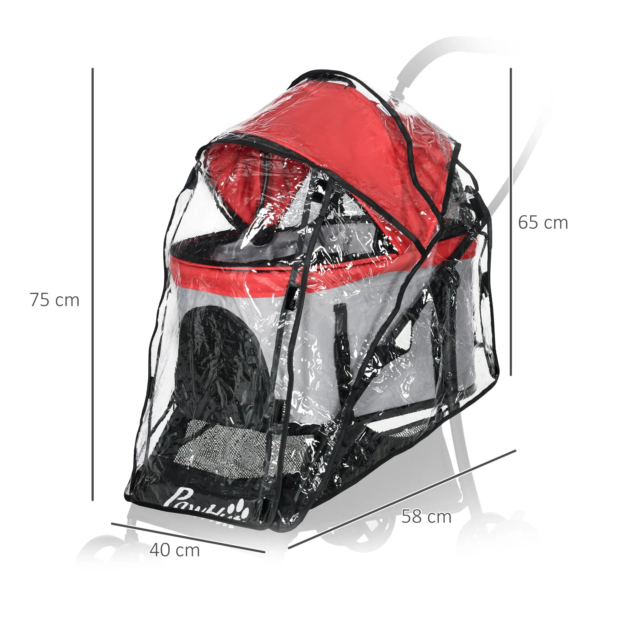 Rain Cover for Dog Pram Stroller, with Front and Rear Entry