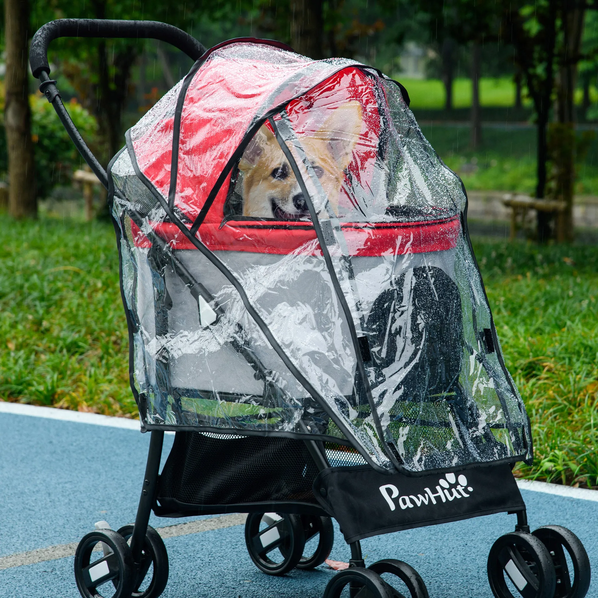 Rain Cover for Dog Pram Stroller, with Front and Rear Entry