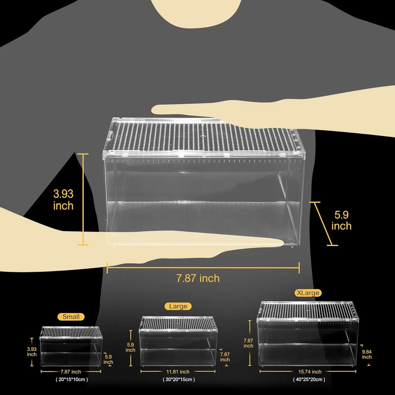 Reptile PC Terrarium,Spider Tank Starter Kit,Leopard Gecko Container,Tarantula Cage,Hermit Crab Habitat,Lizard Enclosure,Insect Housing,Jumping Spider Enclosure,Small Bearded Dragon Vivarium