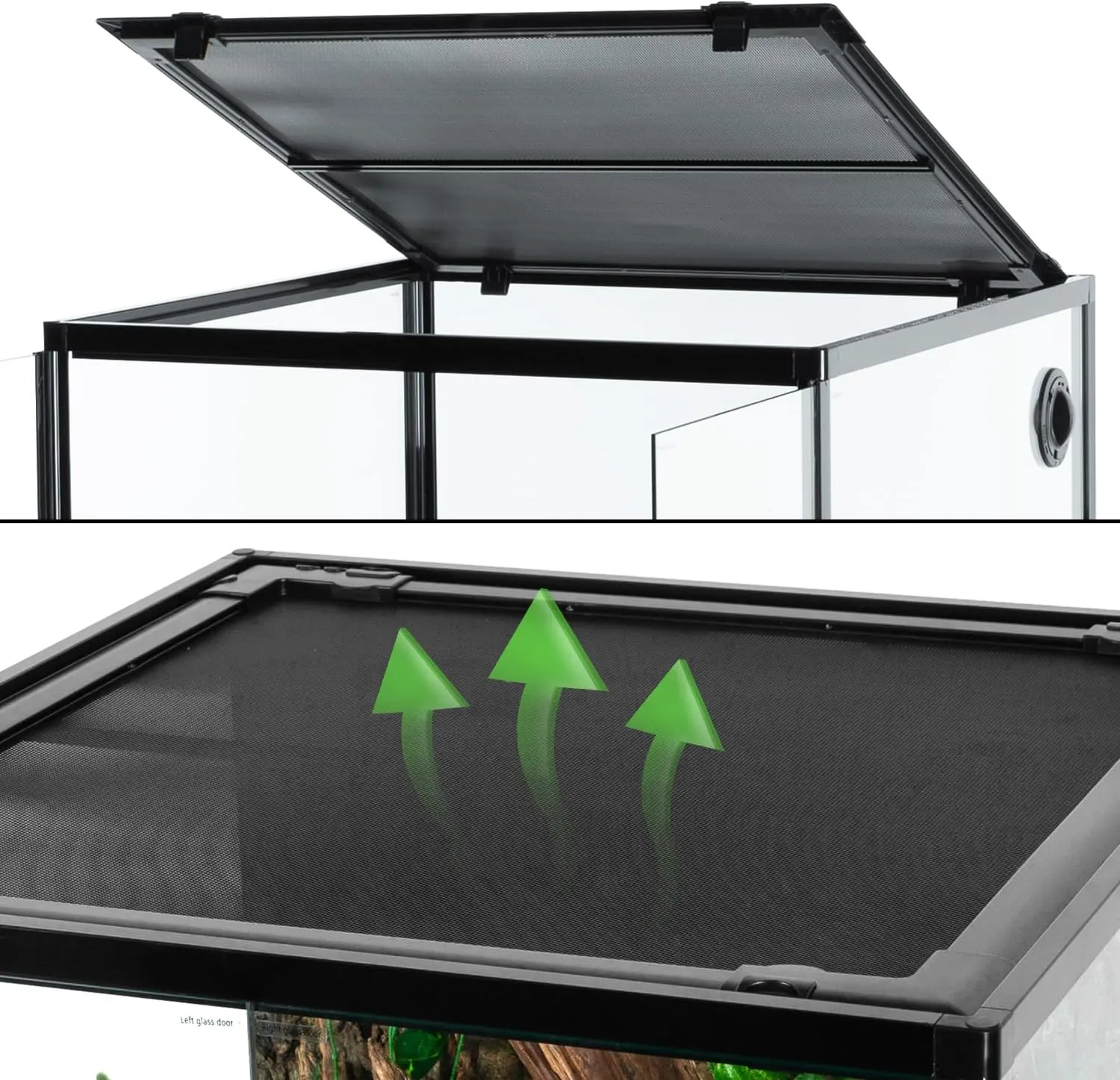REPTIZOO 60 Gallon Glass Reptile Tank, 24" x 24" x 24" Large Reptile Terrarium Front Opening Terrarium with Double Hinge Door and Top Screen Ventilation, Easy Assembly Enclosure Tank