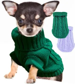 Small Dog Sweater 2 Pieces Dog Sweaters for Small Dogs, Dog Clothes Pet Cat Sweater Cold Weather Puppy Clothes Outfits S