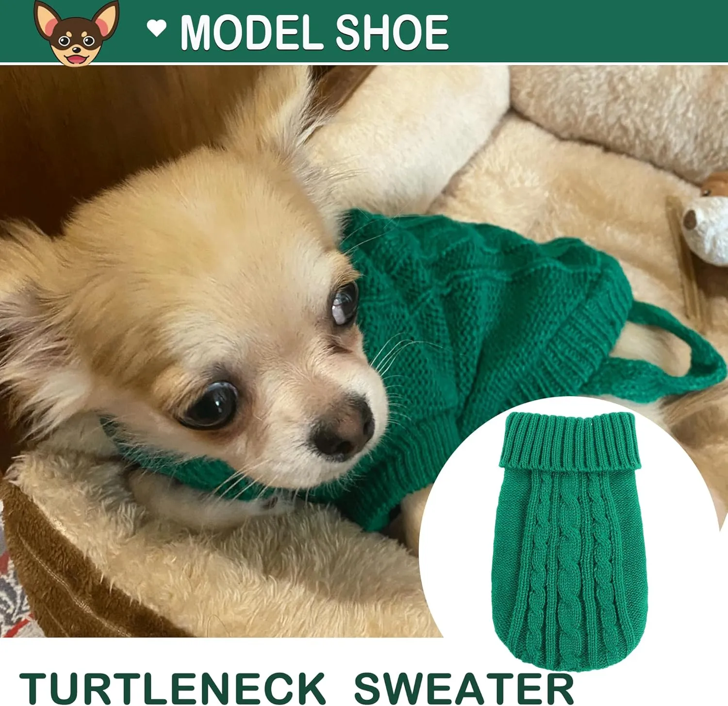 Small Dog Sweater 2 Pieces Dog Sweaters for Small Dogs, Dog Clothes Pet Cat Sweater Cold Weather Puppy Clothes Outfits S