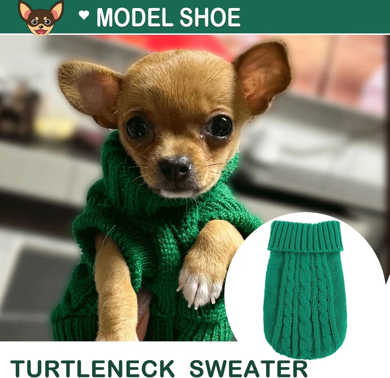 Small Dog Sweater 2 Pieces Dog Sweaters for Small Dogs, Dog Clothes Pet Cat Sweater Cold Weather Puppy Clothes Outfits S