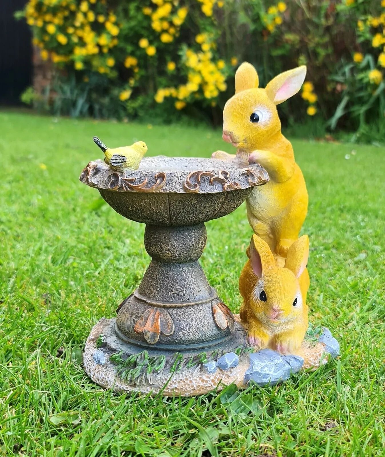 Solar Powered Rabbit Bird Bath
