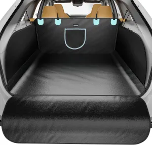 SUV Cargo Liner for Dogs with PU Leather, Waterproof Pet Trunk Cover with Taller Side Panels, Dog Seat Mat for SUVs Vans with Bumper Flap Protector, Non-Slip, Large Size Universal Fit, Black