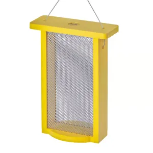 Tall Finch Bird Feeder in Yellow Recycled Plastic