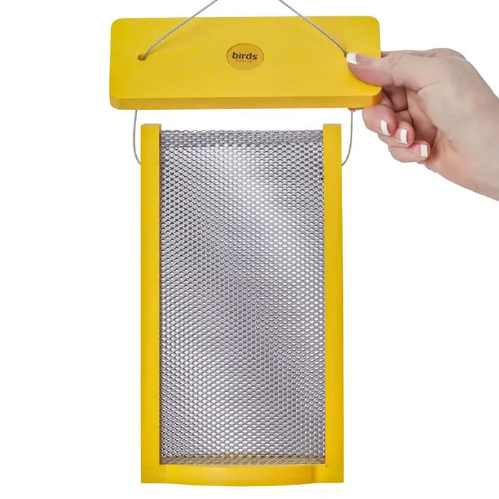Tall Finch Bird Feeder in Yellow Recycled Plastic
