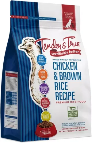 Tender & True Antibiotic-Free Chicken & Brown Rice Recipe Dog Food, 4 lb