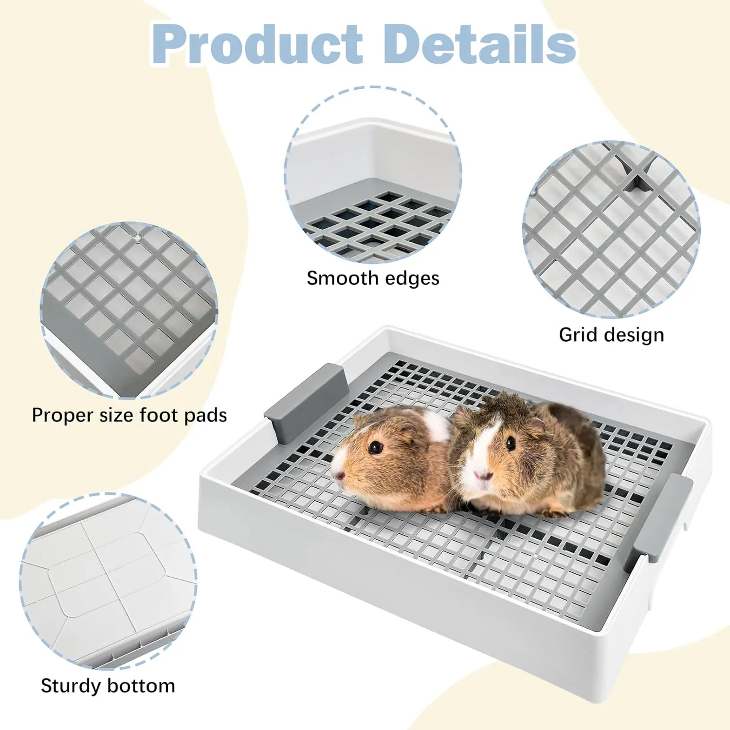 Tfwadmx Rabbit Large Litter Box 16" x 12" Bunny Litter Pan Guinea Pig Litter Tray with Grate for Rabbit Hamster Ferret Rats Guinea Pigs Hedgehog Chinchillas