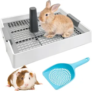 Tfwadmx Rabbit Large Litter Box 16" x 12" Bunny Litter Pan Guinea Pig Litter Tray with Grate for Rabbit Hamster Ferret Rats Guinea Pigs Hedgehog Chinchillas