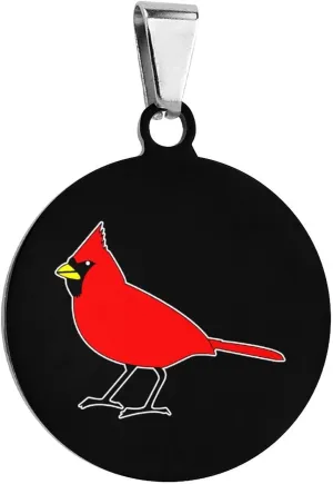 The Northern Cardinal Bird Pet ID Tags Personalized Stainless Steel Dog and Cat Tags Cute Collar Tag Circular