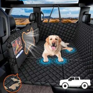 Truck Dog Seat Cover Back Seat, Backseat Extender Hard Bottom Heavy-duty 400lbs Holding for Larger Dogs Anti-slip Waterproof Pet Seat Covers Hammock for Crew Cab with 6 Foldable Boards for Pickup