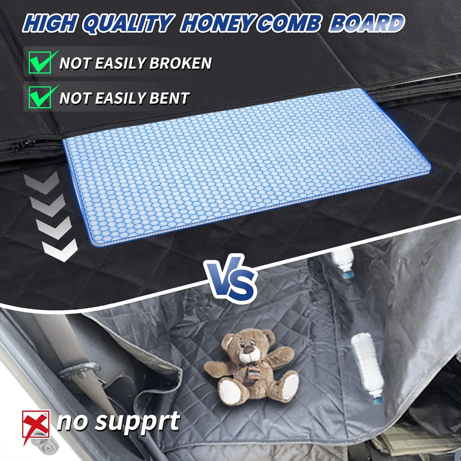 Truck Dog Seat Cover Back Seat, Backseat Extender Hard Bottom Heavy-duty 400lbs Holding for Larger Dogs Anti-slip Waterproof Pet Seat Covers Hammock for Crew Cab with 6 Foldable Boards for Pickup