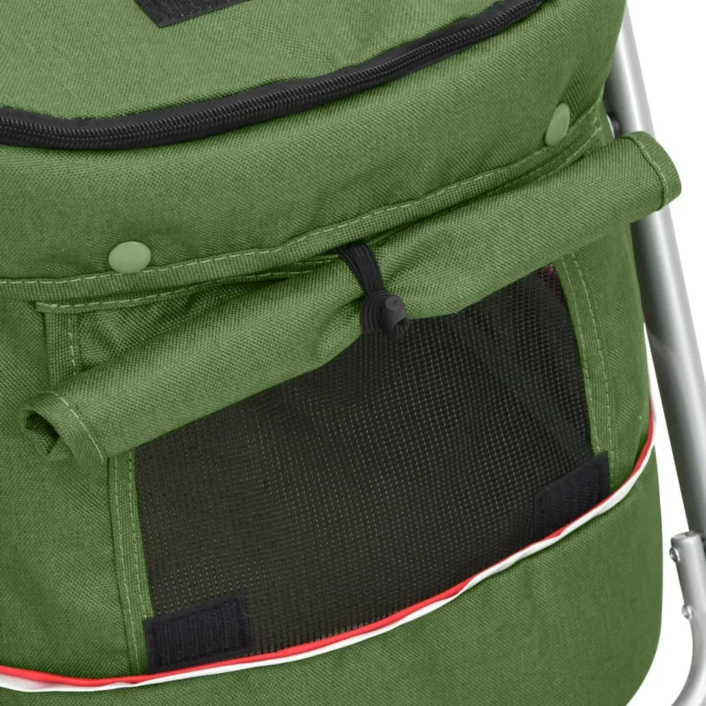 vidaXL Folding Dog Stroller Green 100x49x96 cm Linen Fabric