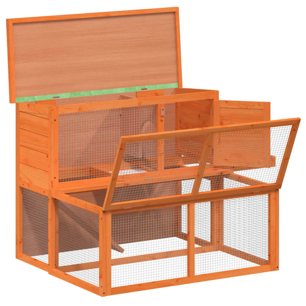 vidaXL Rabbit Hutch Brown 102x90x84.5 cm Solid Wood Pine