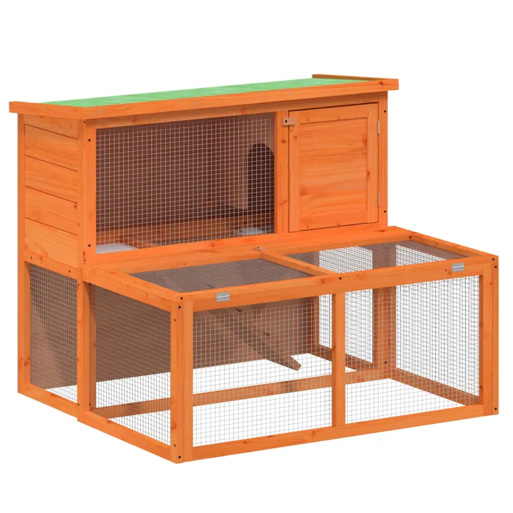 vidaXL Rabbit Hutch Brown 102x90x84.5 cm Solid Wood Pine