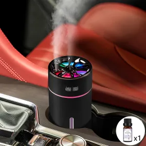 Waterless Car Diffuser for Essential Oils, 300ml Dual Nozzle Battery Powered Humidifier,Smart Car Air Freshener Diffuser with Colorful Lights and Various Spray Modes for Car Office HomeSet