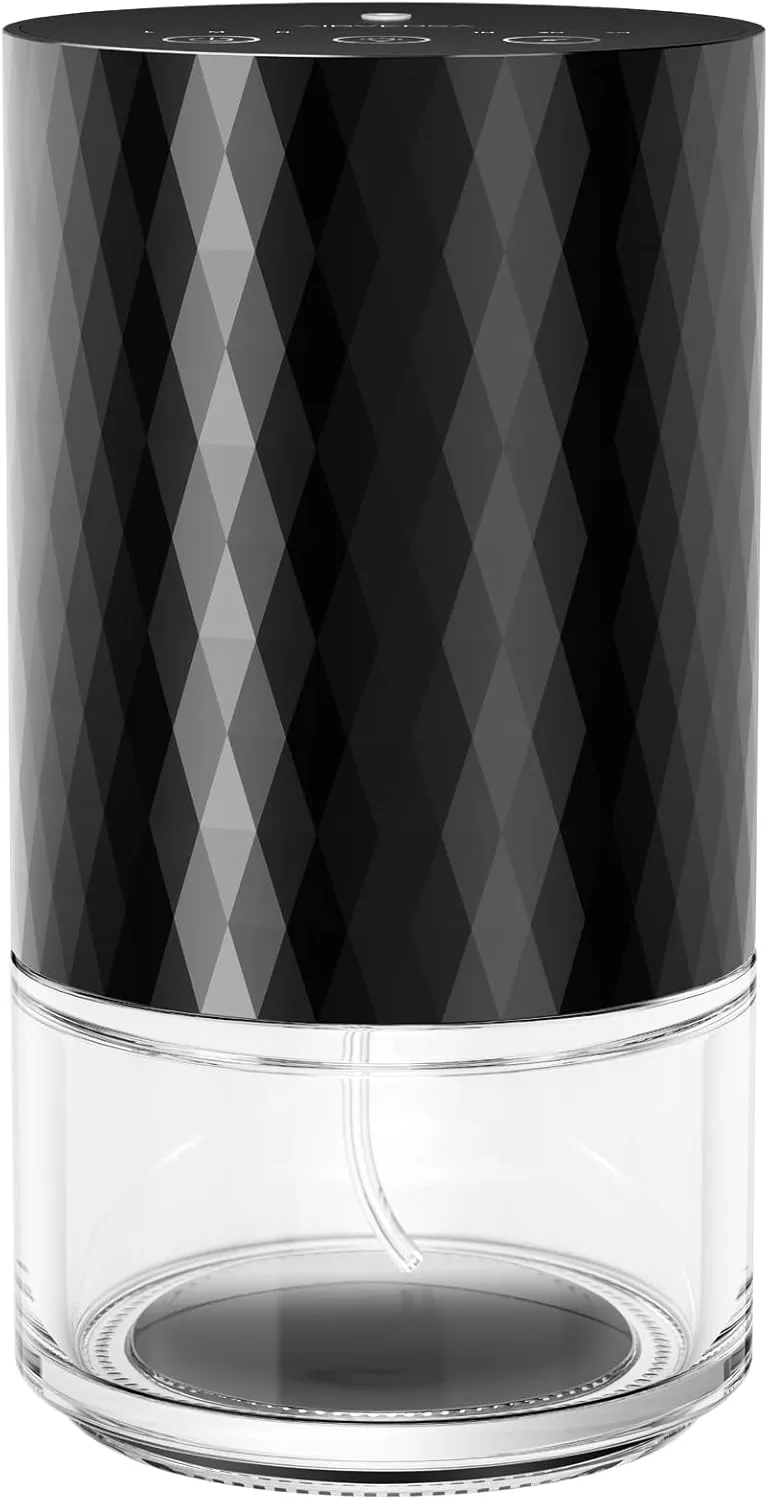 Waterless Diffuser Essential Oil 100mL Capacity Scent Air Machine for Home Aromatherapy Premium Metal Nebulizer Battery Operated 3 Mist Settings 3 Countdown Timers Color Light AN5(Black)