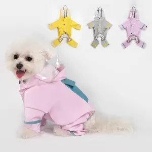 Waterproof Dog Raincoat, Adjustable Dog Rain Jacket,Reflective Lightweight Raincoat Clothes with Poncho Hood