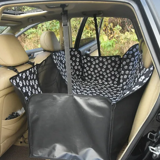 Waterproof Pet Car Seat Cover Hammock - Black with Mesh Window