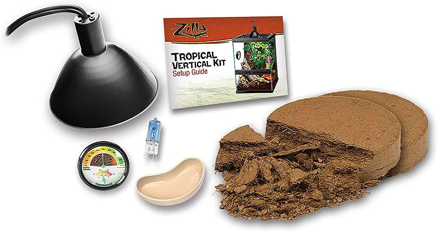 Zilla Tropical Vertical Reptile Cage Kit - for Tree Frogs, Geckos and more - 18″ Height